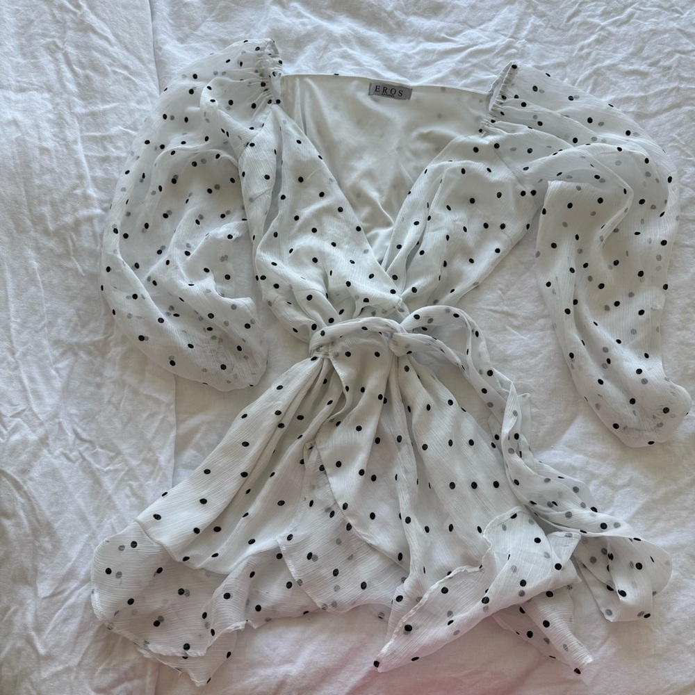 White Polka Dot Wrap Dress
